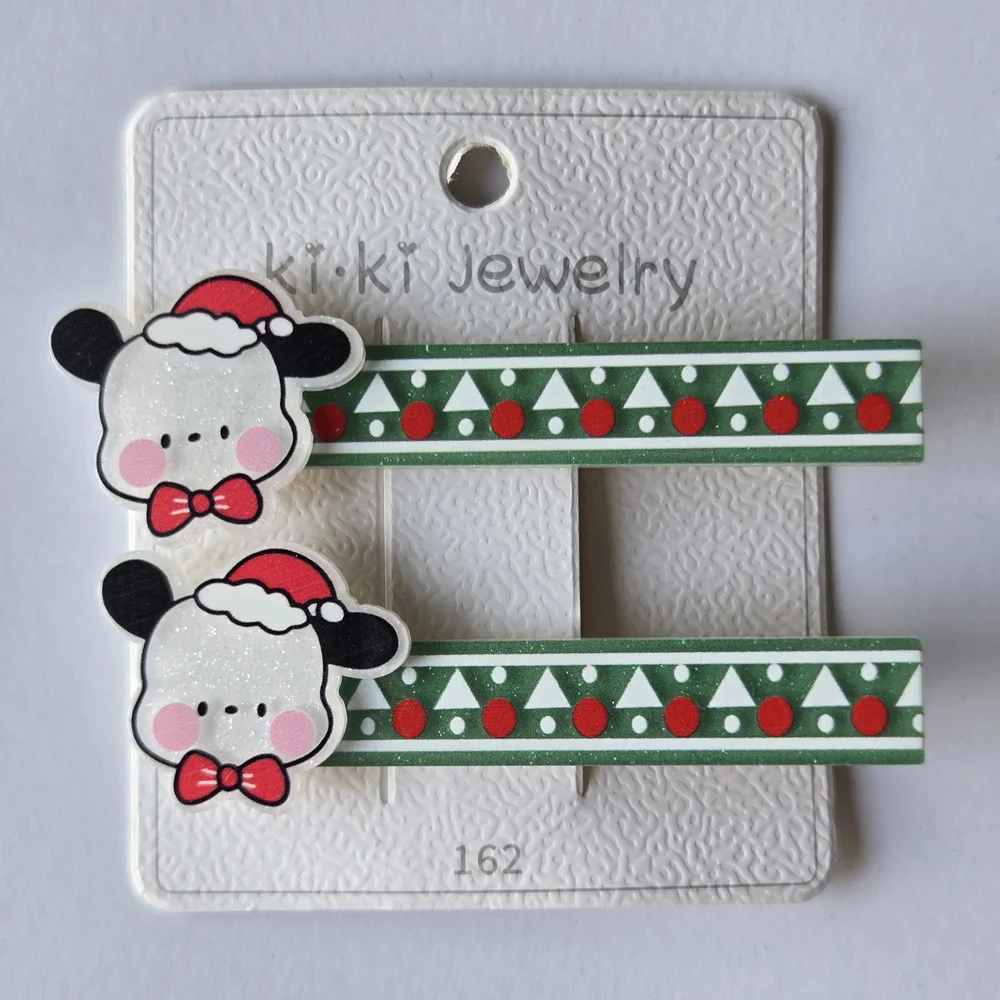 Pochacco Christmas Hair Clips - Set of 2 Festive Barrettes - Picture 2 of 6